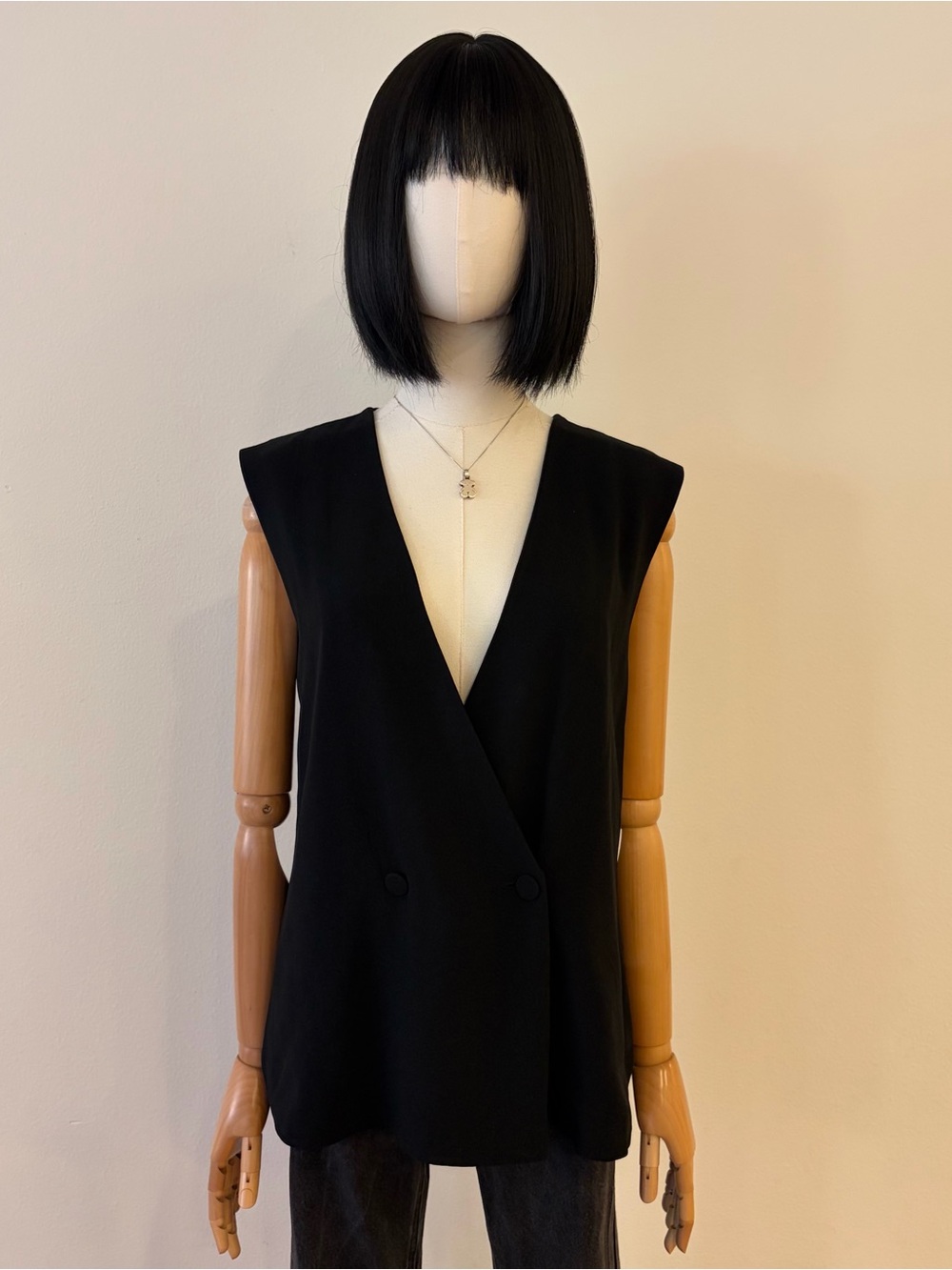 Alexander Wang Black Sleeveless Tailored Vest Longline Blazer Size 6